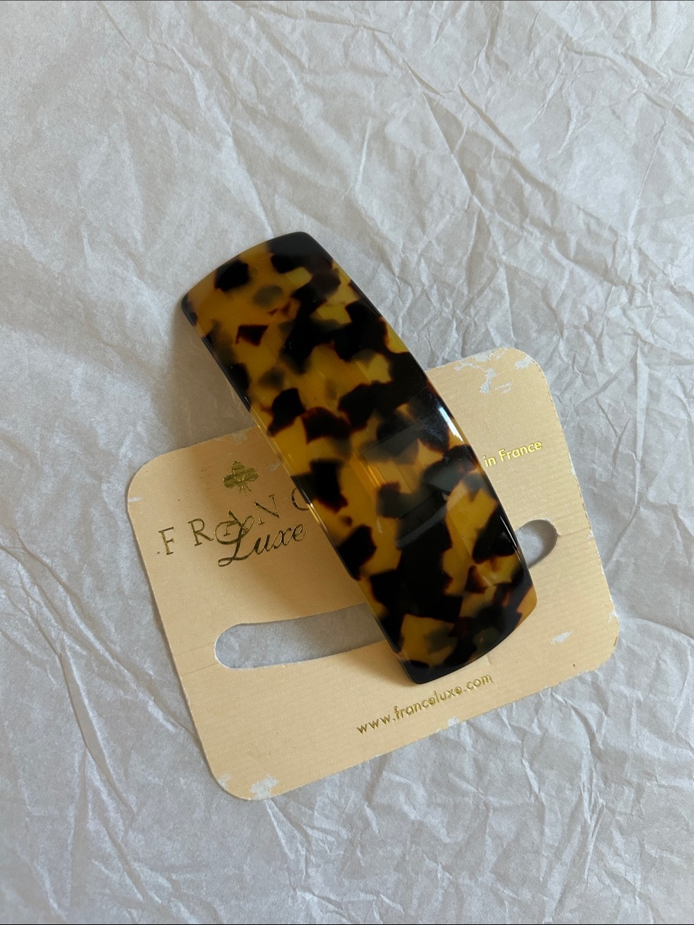 French Luxe Tortoiseshell Rectangular Hair Clip in Brown and Black